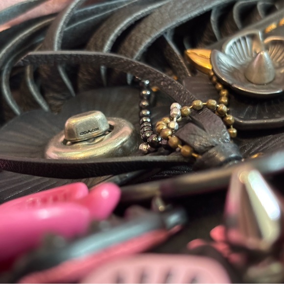 RARE Coach 1941 Dinky with Wild Tea Rose Fringe in Black and Pink, EUC - Picture 7 of 15